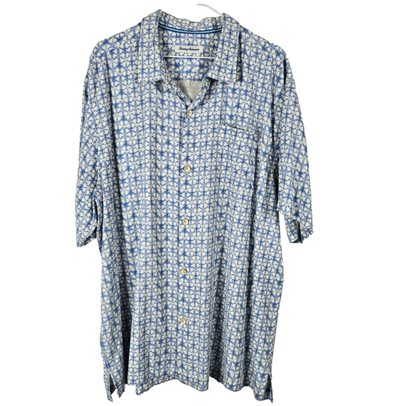 Tommy Bahama 100% Silk Machine Washable Button Front Shirt Size 2XL Pattern - Picture 1 of 8